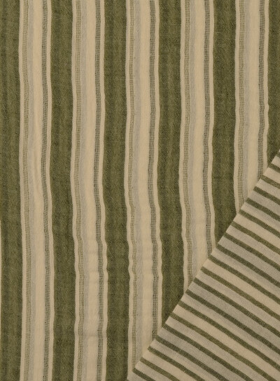 khaki strepen double face - tetra / double gauze