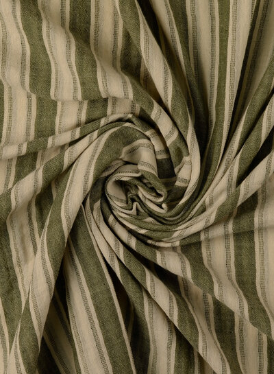 khaki strepen double face - tetra / double gauze