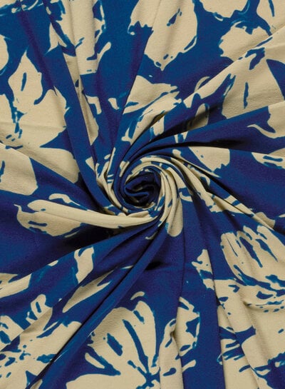 cobalt blue and beige - beautiful viscose jersey