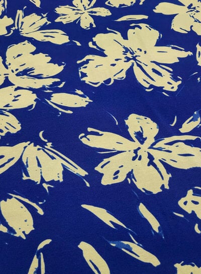 cobalt blue and beige - beautiful viscose jersey
