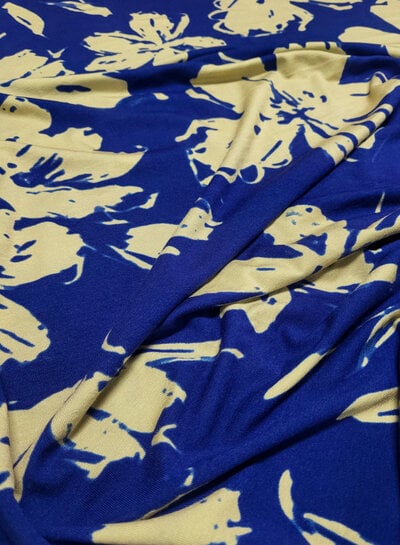 cobalt blue and beige - beautiful viscose jersey