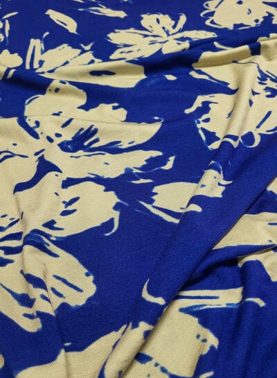 cobalt blue and beige - beautiful viscose jersey
