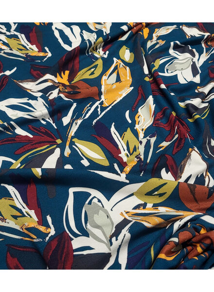 petrolgroen en prachtige bloemen - viscose tricot