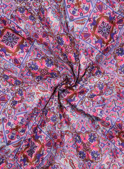 Poppy fabrics blauw Oilily style - gematelasseerde katoen - stepper