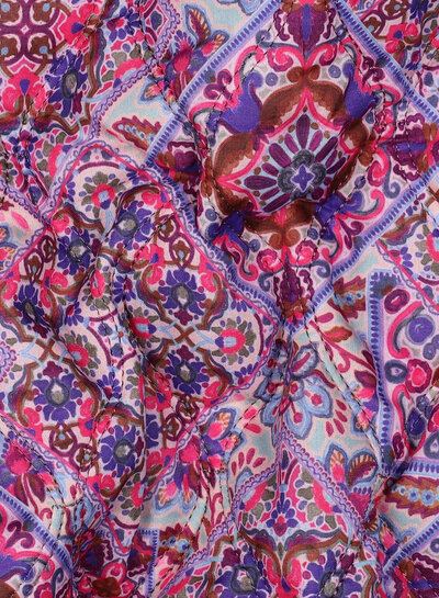 Poppy fabrics blauw Oilily style - gematelasseerde katoen - stepper