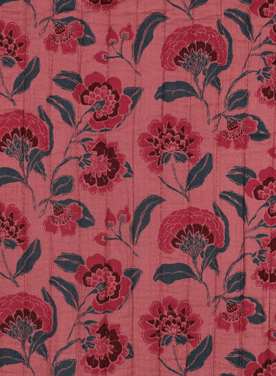 Poppy fabrics oudroze bloemen - gewatteerde tetra