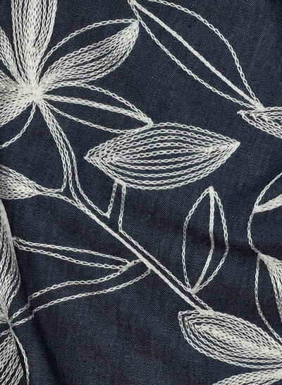 white embroidery - soft denim cotton