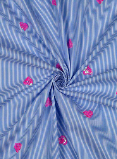 hearts sequins and stripes - cotton