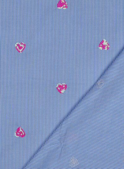 hearts sequins and stripes - cotton