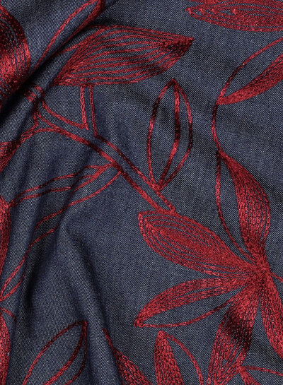 bordeaux flowers embroidery - katoen
