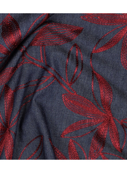 bordeaux embroidery - soepelvallende denim katoen