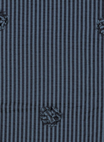 navy stripes with 3D flower - seersucker viscose