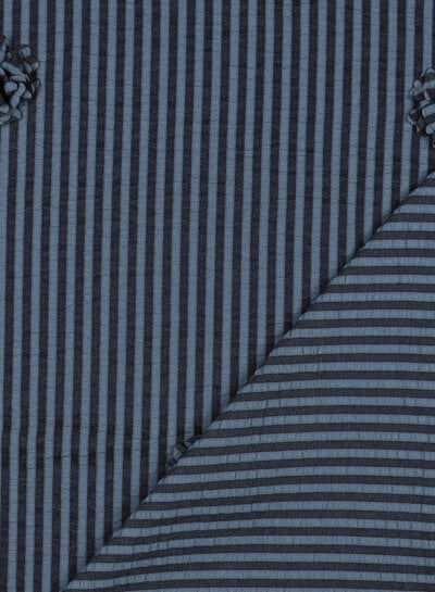 marine strepen met 3D bloem - seersucker viscose