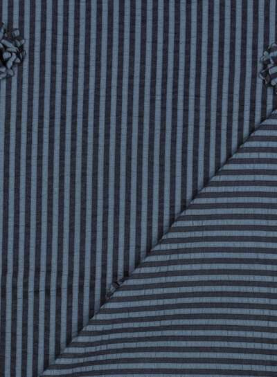 navy stripes with 3D flower - seersucker viscose