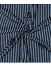 marine strepen met 3D bloem - seersucker viscose