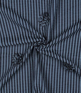 navy stripes with 3D flower - seersucker viscose