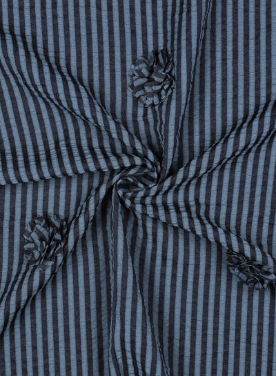navy stripes with 3D flower - seersucker viscose