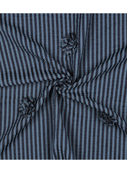navy stripes with 3D flower - seersucker viscose