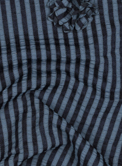 navy stripes with 3D flower - seersucker viscose