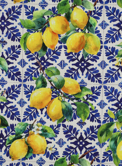 Poppy fabrics lemons - cotton viscose mix