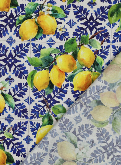 Poppy fabrics lemons - cotton viscose mix