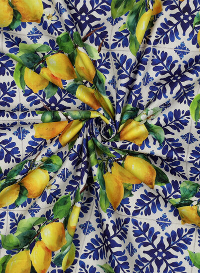 Poppy fabrics lemons - cotton viscose mix