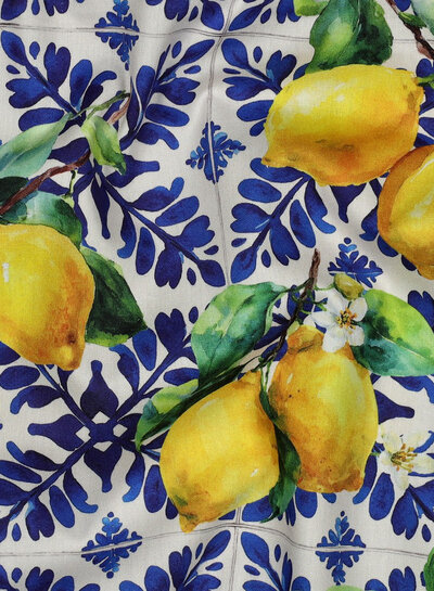Poppy fabrics lemons - cotton viscose mix