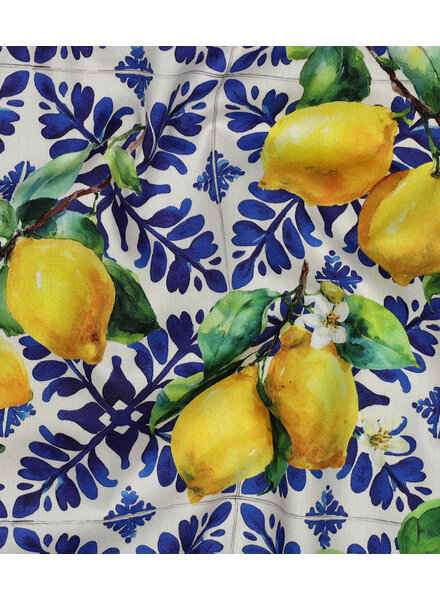 Poppy fabrics lemons - cotton viscose mix