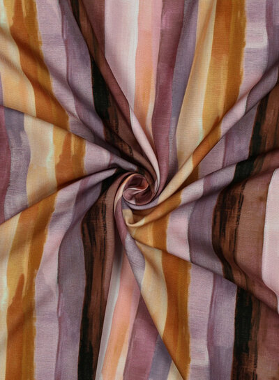 Poppy fabrics mauve/lavendel artistieke strepen - viscose
