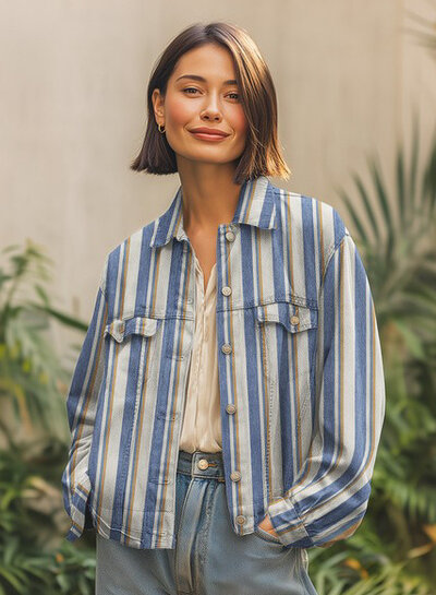 denim camel stripes - soepele gabardine