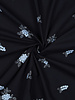 blue embroidered flowers - cotton voile