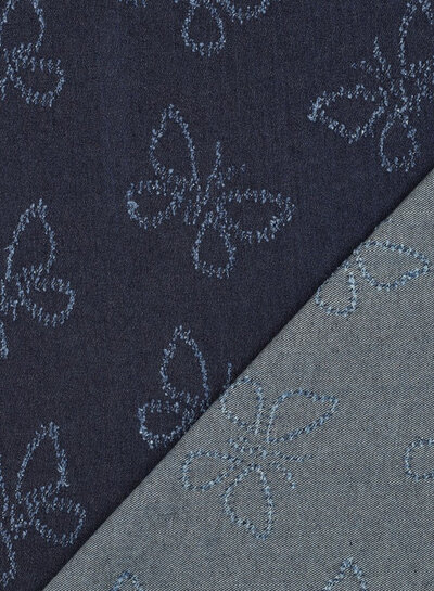 butterfly denim jacquard jeans