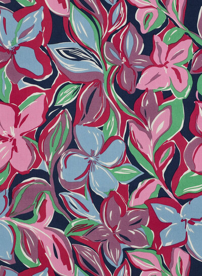 Poppy fabrics fuchsia flowers - cotton viscose