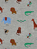Poppy fabrics safari animals gray melange jersey