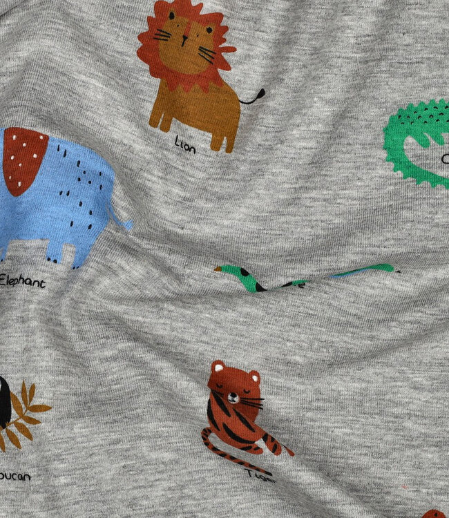 Poppy fabrics safari animals grijs melange tricot