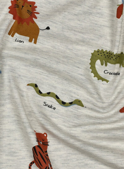 Poppy fabrics safari animals light gray melange jersey