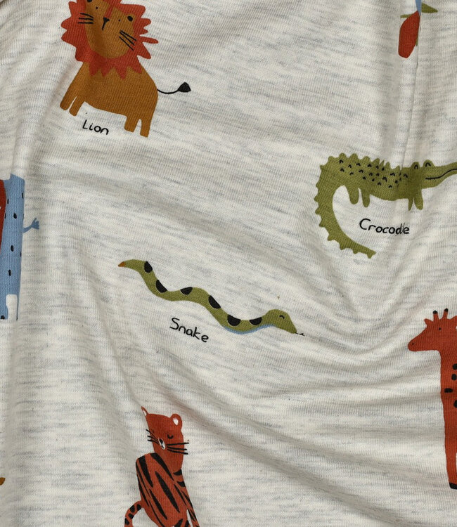 Poppy fabrics safari animals licht grijs  melange tricot