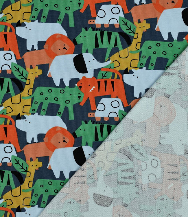 Poppy fabrics safari animals - french terry