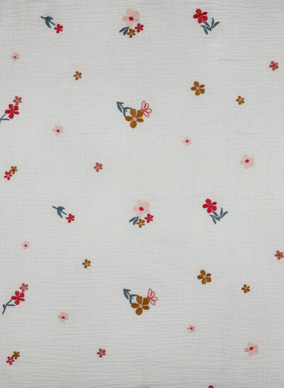 camel embroidery flowers - tetra / double gauze