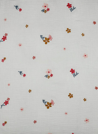 camel embroidery flowers - tetra / double gauze