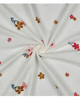 camel embroidery flowers - tetra / double gauze