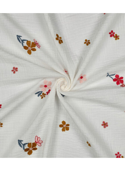 camel embroidery flowers - tetra / double gauze