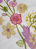 Madeline embroidery floral border with 3D flower pink on white poplin