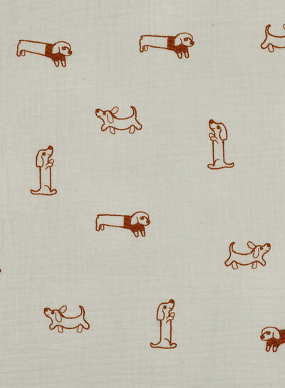 embroidery dogs - tetra / double gauze