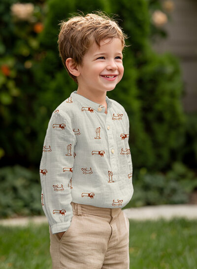 embroidery hondjes - tetra / double gauze