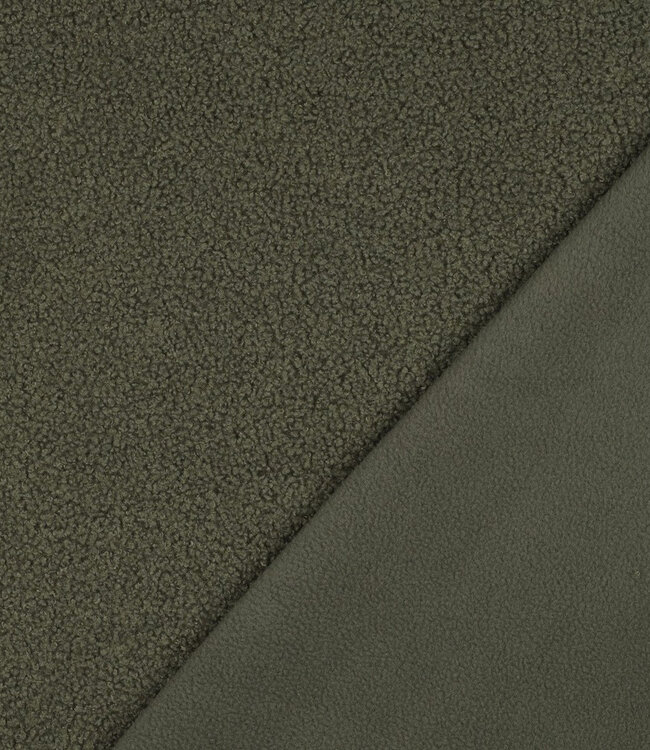khaki - teddy boucle double face met fleece
