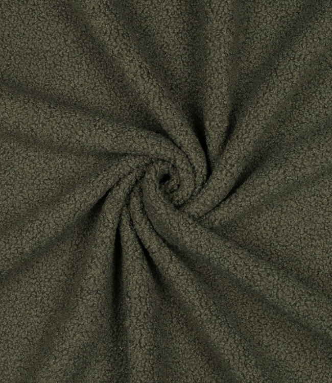 khaki - teddy boucle double face met fleece