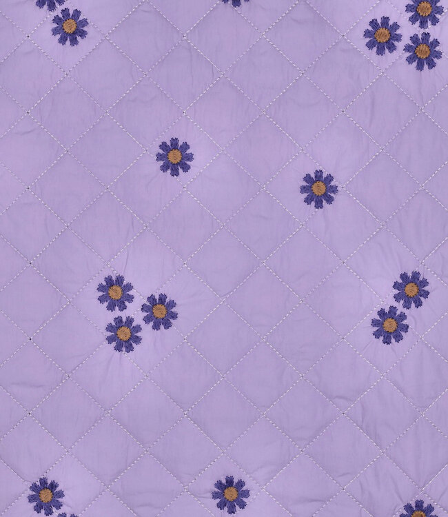 lila stepper met prachtige broderie - gematelasseerde stof