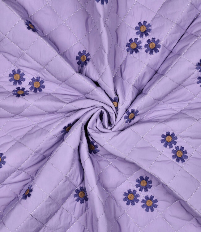 lila stepper met prachtige broderie - gematelasseerde stof
