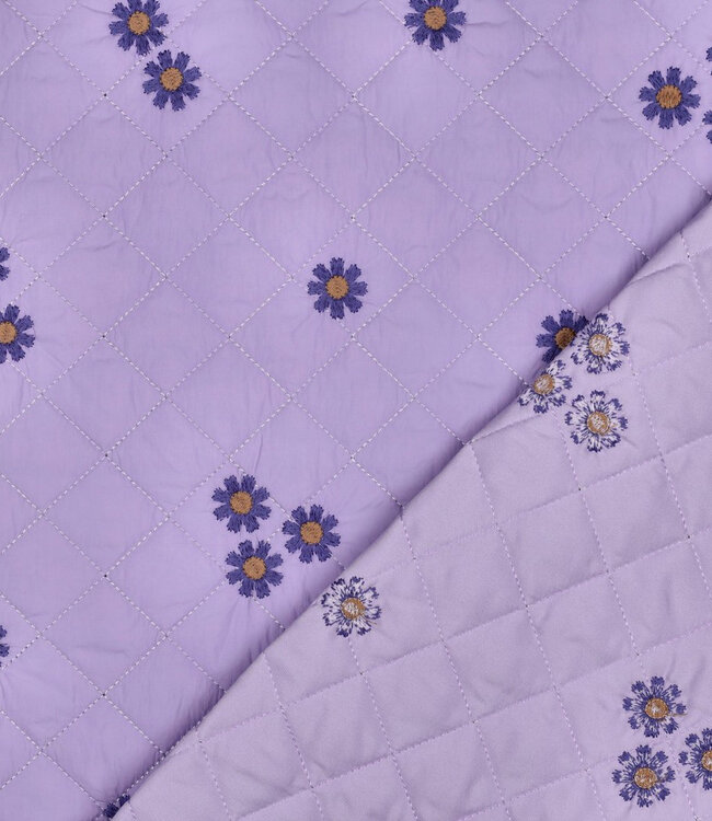 lila stepper met prachtige broderie - gematelasseerde stof